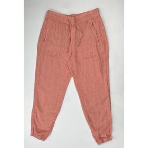 Athleta Retreat Pull On Linen Jogger Pants Coral Sunset Glow Orange Size 8